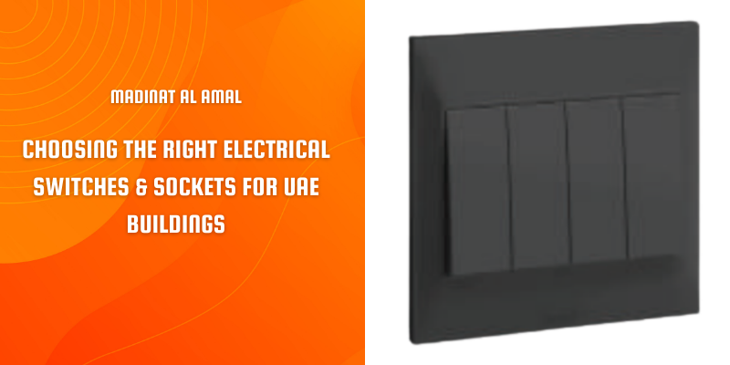 Electrical switches and sockets installed in a modern UAE building, sourced from trusted general electric distributors in Dubai.
