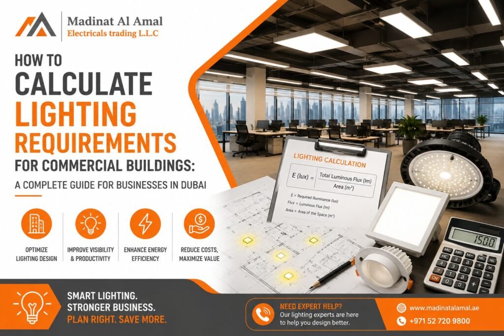 Commercial lighting calculation guide for businesses and buildings in Dubai